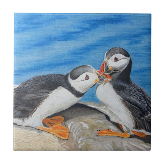 Kissar Puffins Kakelplatta (Framsidan)