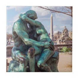 Kissen av Auguste Rodin vid Tuileries i Paris Kakelplatta
