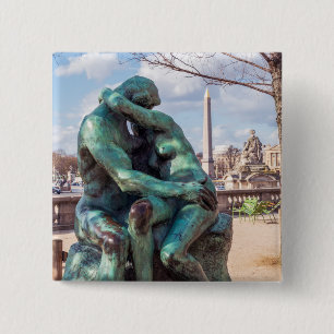 Kissen av Auguste Rodin vid Tuileries i Paris Knapp
