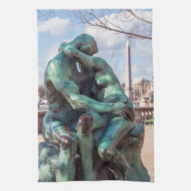 Kissen av Auguste Rodin vid Tuileries i Paris Kökshandduk (Vertikal)