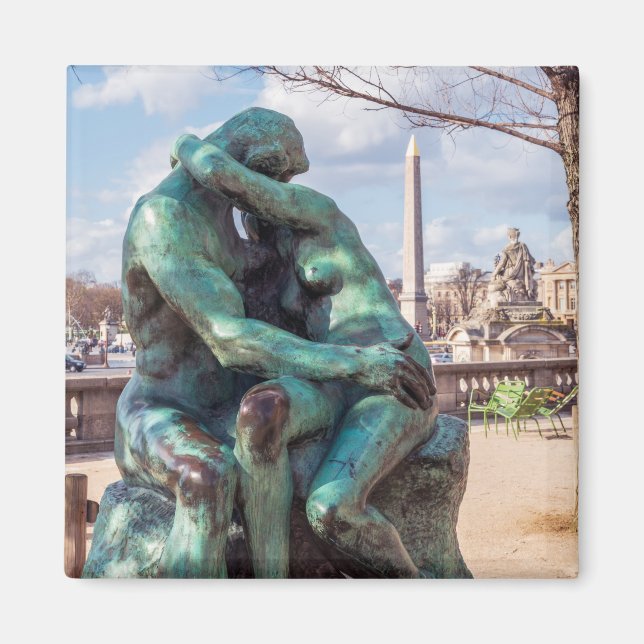 Kissen av Auguste Rodin vid Tuileries i Paris Magnet (Framsidan)