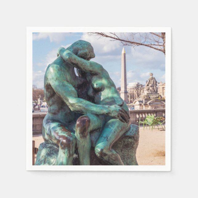 Kissen av Auguste Rodin vid Tuileries i Paris Pappersservett (Framsidan)