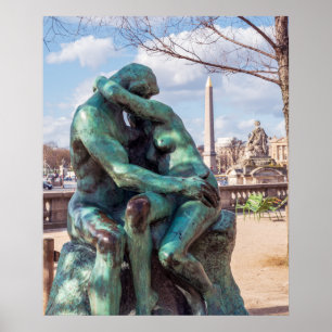 Kissen av Auguste Rodin vid Tuileries i Paris Poster