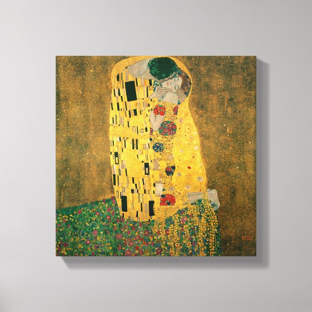 Kissen av Gustav Klimt Canvastryck (Framsida)