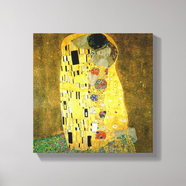 Kissen av Gustav Klimt Canvastryck (Framsida)
