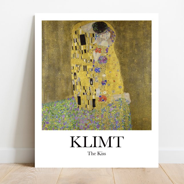 Kissen av Gustav Klimt Poster (Klimt's Iconic Kiss: Love & Gold Await. High-quality art poster)
