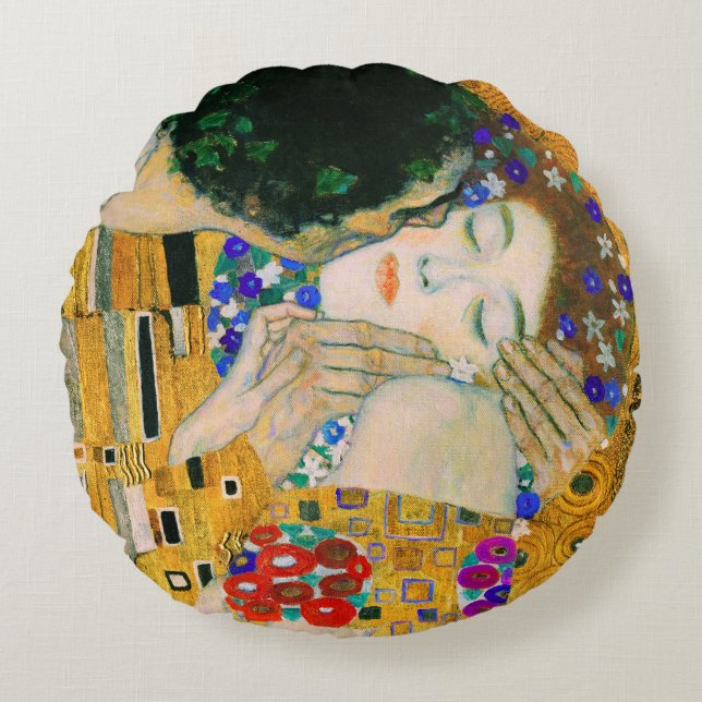Kissen av Gustav Klimt Rund Kudde (Framsidan)