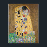 Kissen av Gustav Klimt Vykort<br><div class="desc">Kiss av Gustav Klimt The Kiss är en olje-on-canvas-målning med tillsats av guld löv, silver och platina. av den österrikiska symbolmålaren Gustav Klimt. Det målades någon gång 1907 och 1908, under höjden av vad akademiker kallar sin "gyllene period". Kismen har skakande toner i guld, stiliserade former och sentimental ikonografi, och...</div>