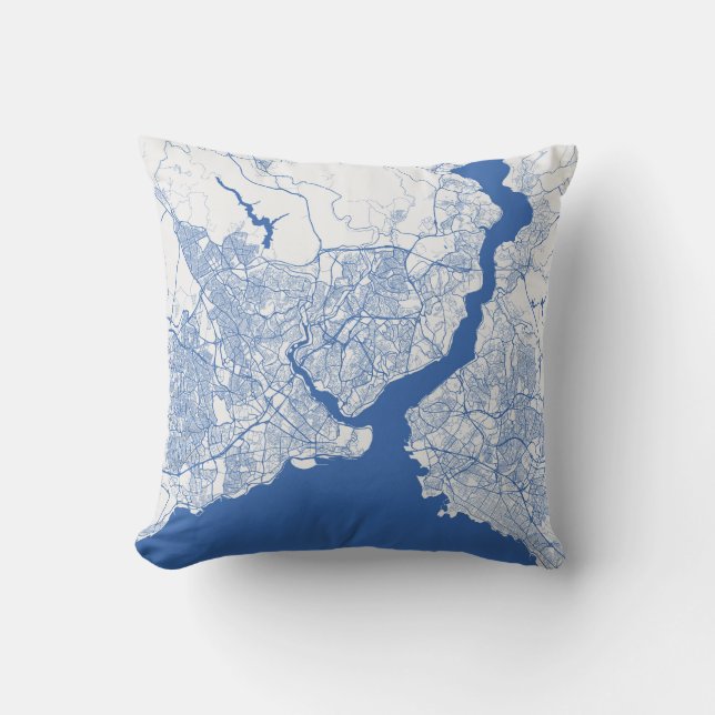 Kissen Istanbul Urban Pattern BLAU Kudde (Framsida)