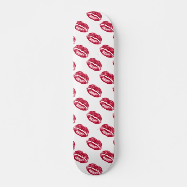 Kissen, Red Läppar Mini Skateboard Bräda 18,5 Cm (Framsida)