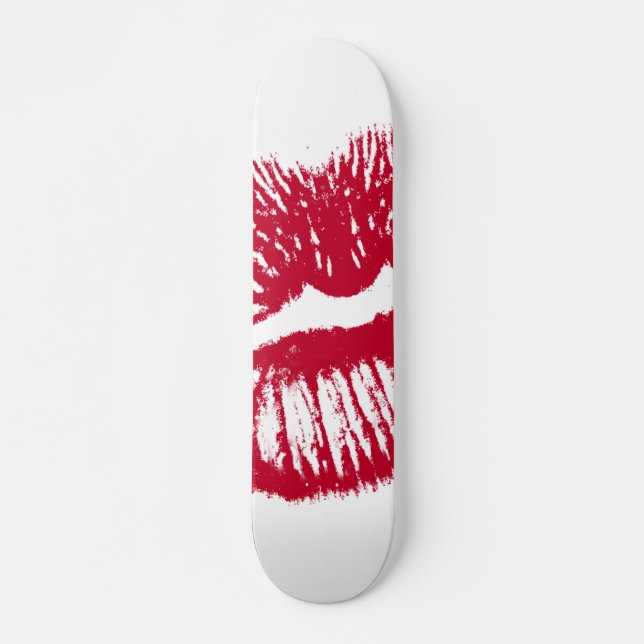 Kissen, Red Läppar Skateboard Bräda 19,5 Cm (Framsida)