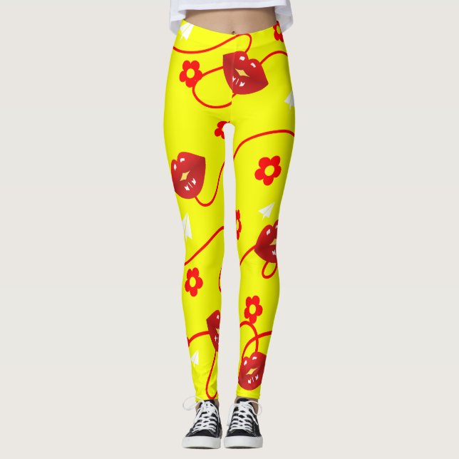 Kisser i hela designen leggings (Framsida)