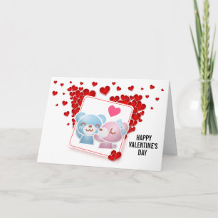 Kisserande björnar med Kärlek Hearts Valentine's Kort