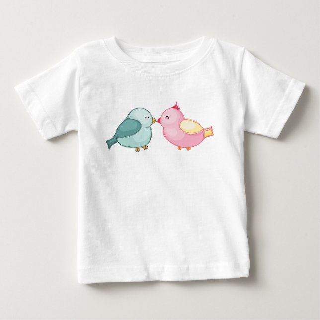 Kisserande fåglar t shirt (Framsida)