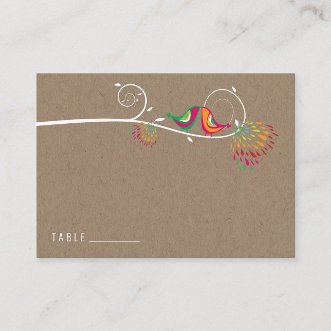 Kisserande sommarfåglar Bröllop Placeringskort (Framsida)