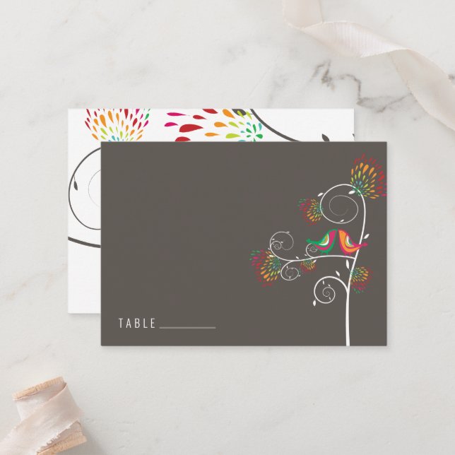 Kisserande sommarfåglar Bröllop Placeringskort (Fram/Back In Situ)