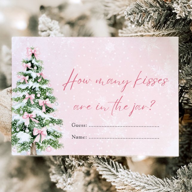 Kisses Baby Shower Game Inbjudningar (Pink Bows Christmas How Many Kisses Baby Shower Game)