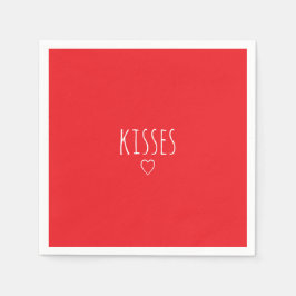 'Kisses' Bold Romantic Red White Valentine's Day Pappersservett