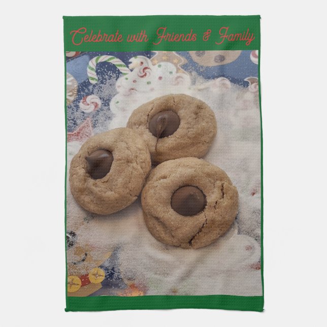 Kisses Cookie Handduk på Grönt Kökshandduk (Vertikal)