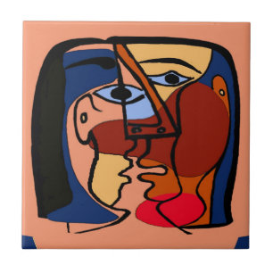 Kisses Cubism Abstrakt Kakelplatta