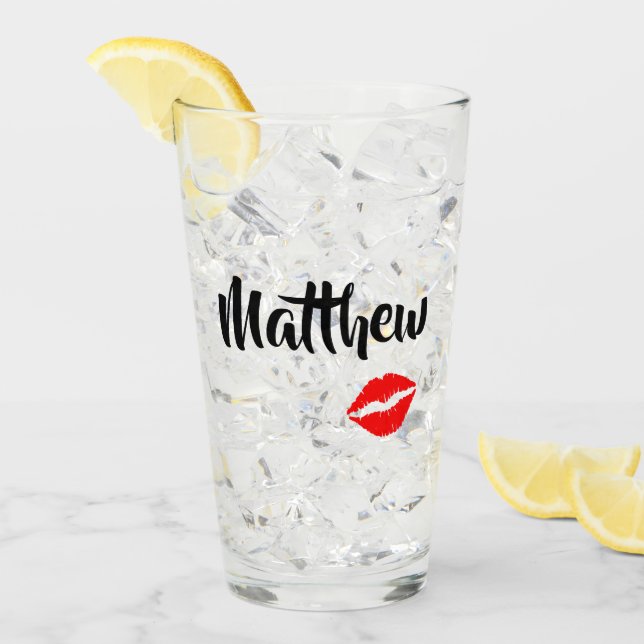 Kisses for Him Lipstick Print Glaskopp (Framsida Ice)