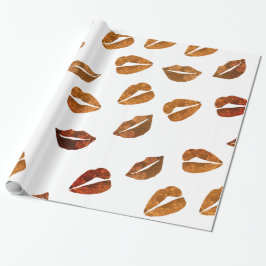 Kisses Guld Läppar Wrapping Papper Presentpapper