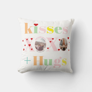 Kisses, HOHO, hugs-typografi-fotogalentines Day Kudde