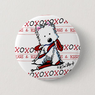 Kisses & Hugs Westie Pin Button Knapp