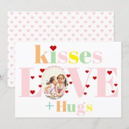 Kisses, kärlek, huggtypografi, foto Valentines day Julkort