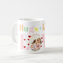 Kisses, kärlek, huggtypografi, foto Valentines day Kaffemugg
