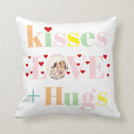 Kisses, kärlek, huggtypografi, foto Valentines day Kudde