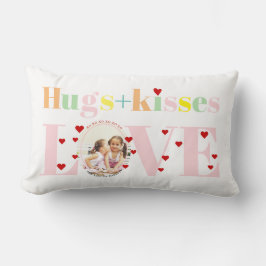 Kisses, kärlek, huggtypografi, foto Valentines day Lumbarkudde