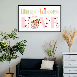 Kisses, kärlek, huggtypografi, foto Valentines day Poster