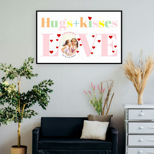 Kisses, kärlek, huggtypografi, foto Valentines day Poster