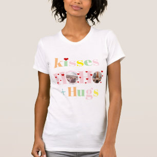 Kisses, kärlek, huggtypografi fotogalentiners Day T Shirt