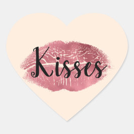 Kisses Läppar Hjärtformat Klistermärke
