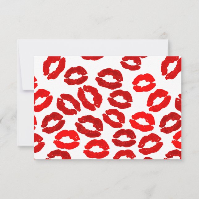 kisses lips lipstick print valentines day pattern inbjudningar (Framsida)