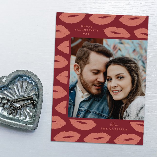 Kisses Modern Flat Valentine Day Card - måndag Julkort (Skapare uppladdad)