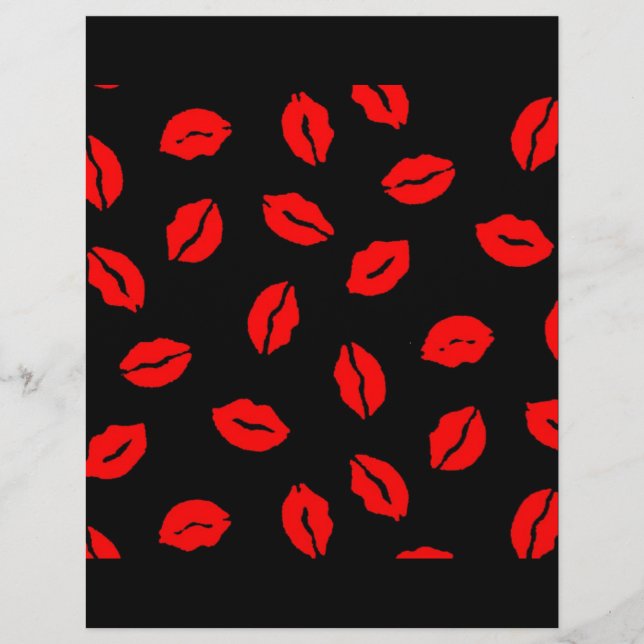 kisses mönster BLACK RED (Framsida)