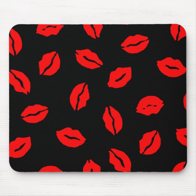 kisses mönster BLACK RED Musmatta (Framsidan)