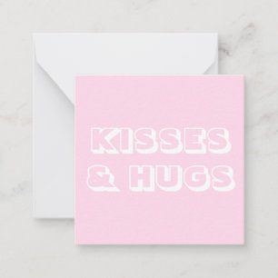 Kisses och hakar, ljusa rosa, vita, moderna, feta anteckningskort