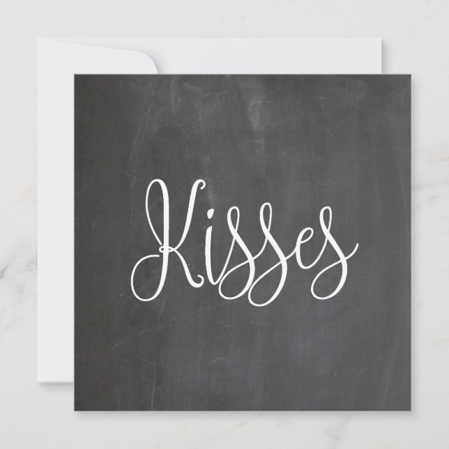 Kisses. Valentines day. Chalkboard modern tonåring Julkort (Framsida)