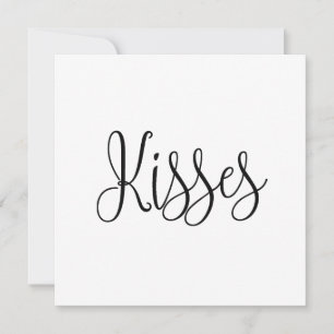 Kisses. Valentines day. Svart och vitt skript Julkort