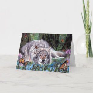 Kisses Varg Art-hälsningskort för fjäril Kort