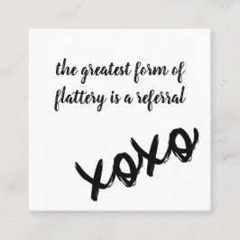 Kisses XOXO Black White and Rosa Reference Card Fyrkantigt Visitkort