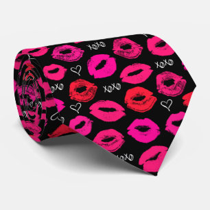Kisses XOXO Red and Rosa Neck Tie Slips