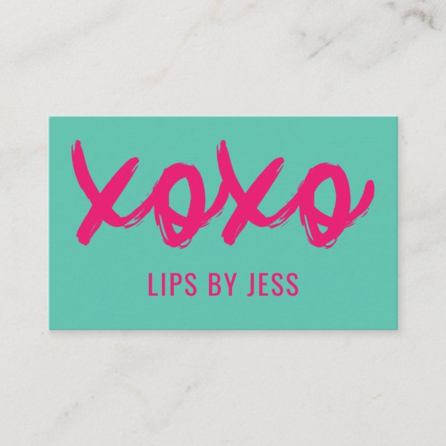 Kisses XOXO Rosa and Mint | Lipason Visitkort (Framsida)