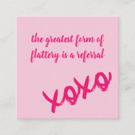 Kisses XOXO Rosa on Rosa Referrcard Fyrkantigt Visitkort