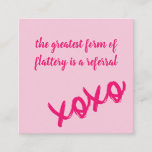Kisses XOXO-Rosa på hänskjutningskort för Rosa Fyrkantigt Visitkort
