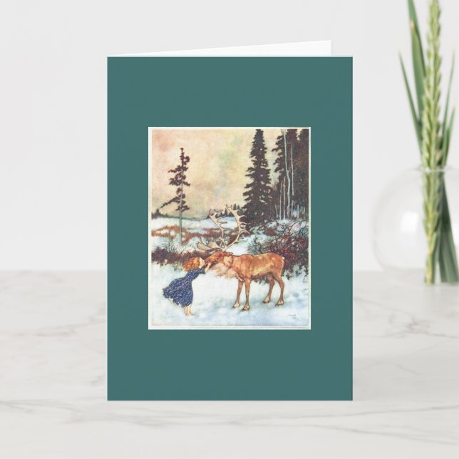 Kissing a Reindeer Helgkort (Framsida)